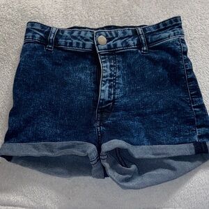 Divided Dark Blue Jean high waisted Shorts